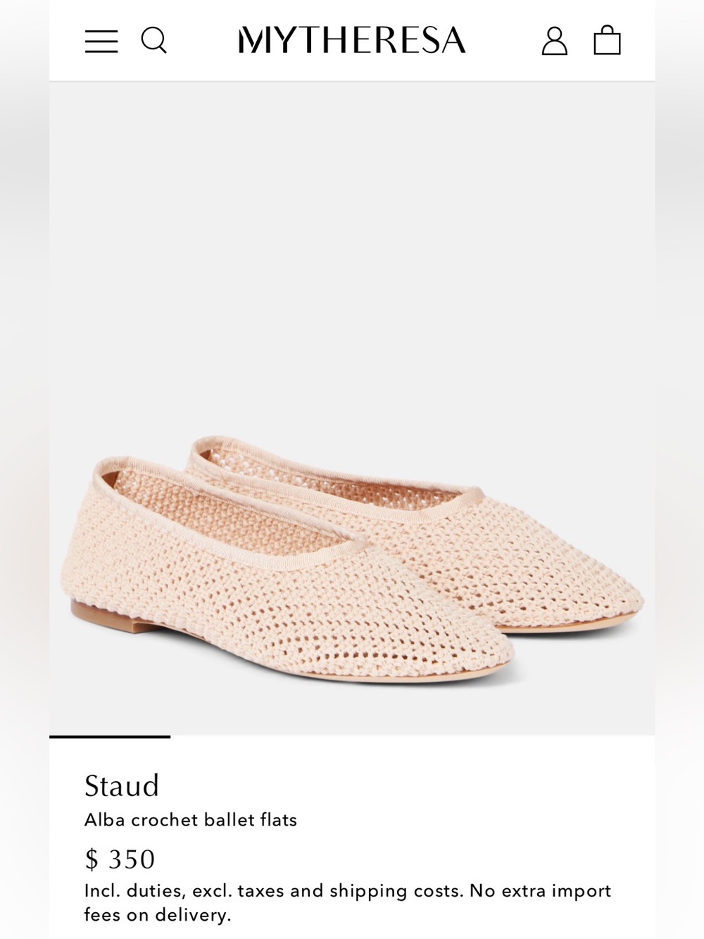 Staud Alba Ballet Flats in Cream Crochet
